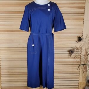Vintage 60s Blue Midi Dress Chest 22 Hips 22